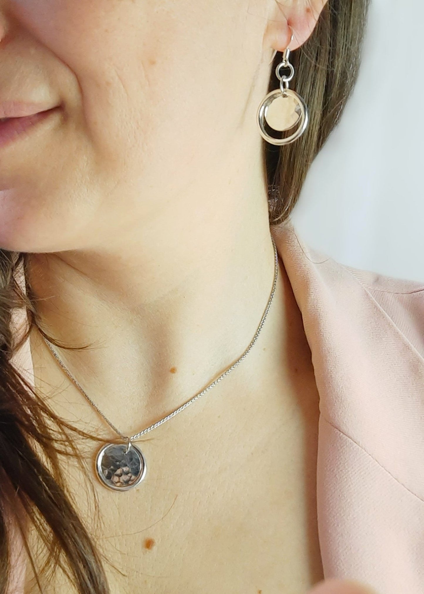 Mila hammered sterling silver pendant with chain - Mila ezüst medál lánccal - Reka Kanyasi Jewellery