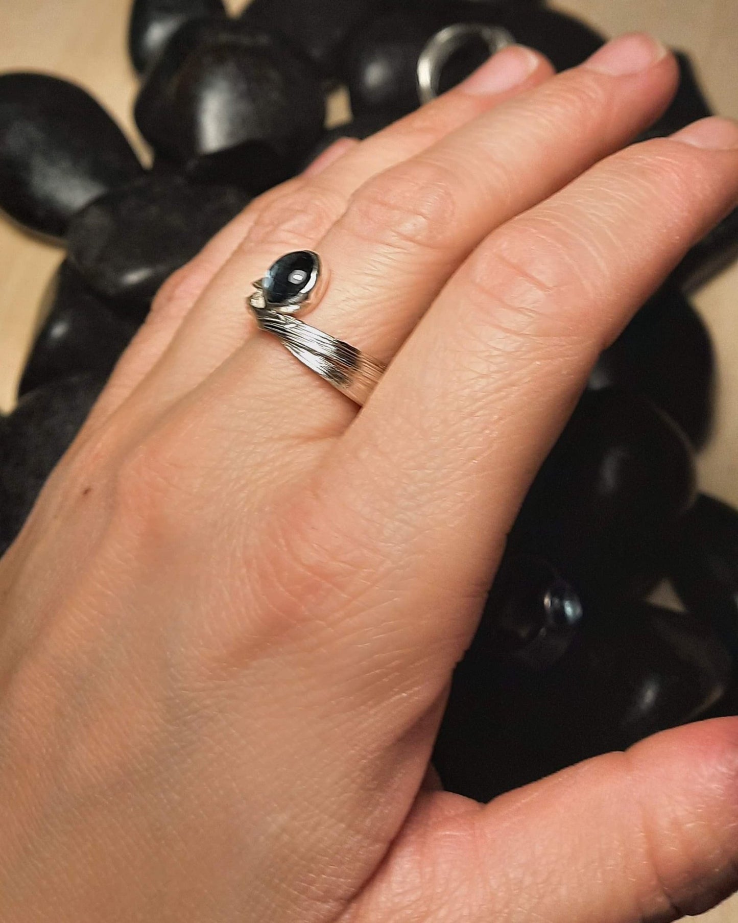 Mitsuro hikime ezüst gyűrű topázzal - Reka Kanyasi Jewellery