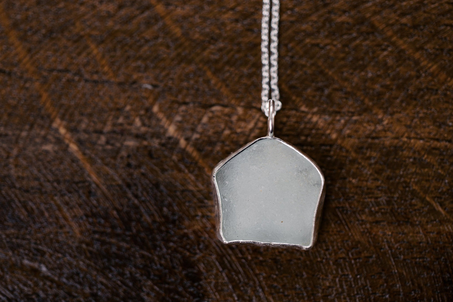 Silver chain with sea glass - Ezüst nyaklánc tengeri üveggel - Reka Kanyasi Jewellery
