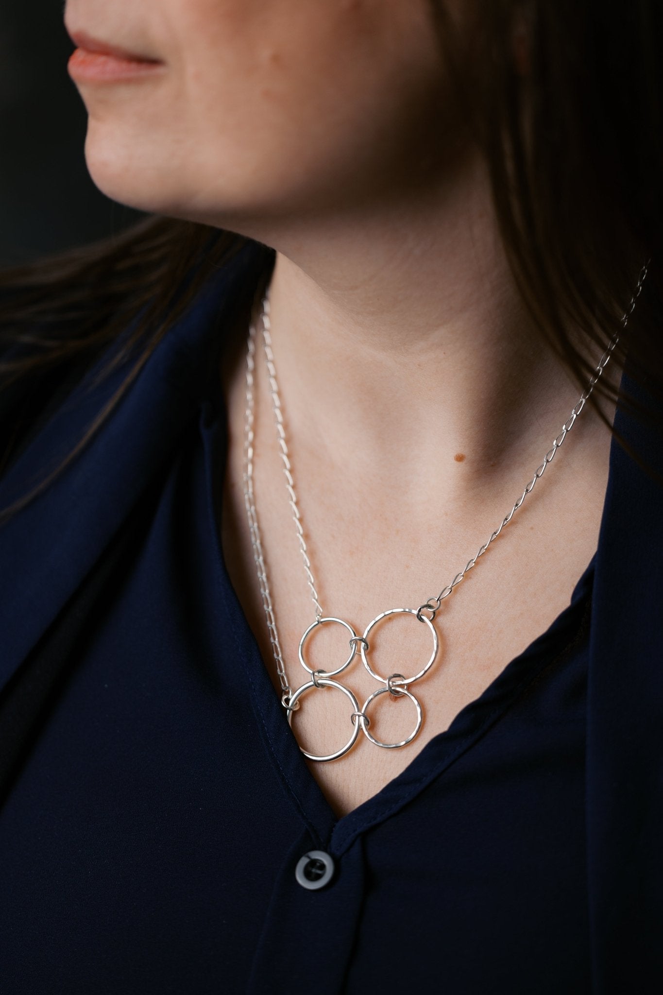 The FAMILY of 4 silver circle on chain - A 4 tagú kör CSALÁD ezüst láncon - Reka Kanyasi Jewellery