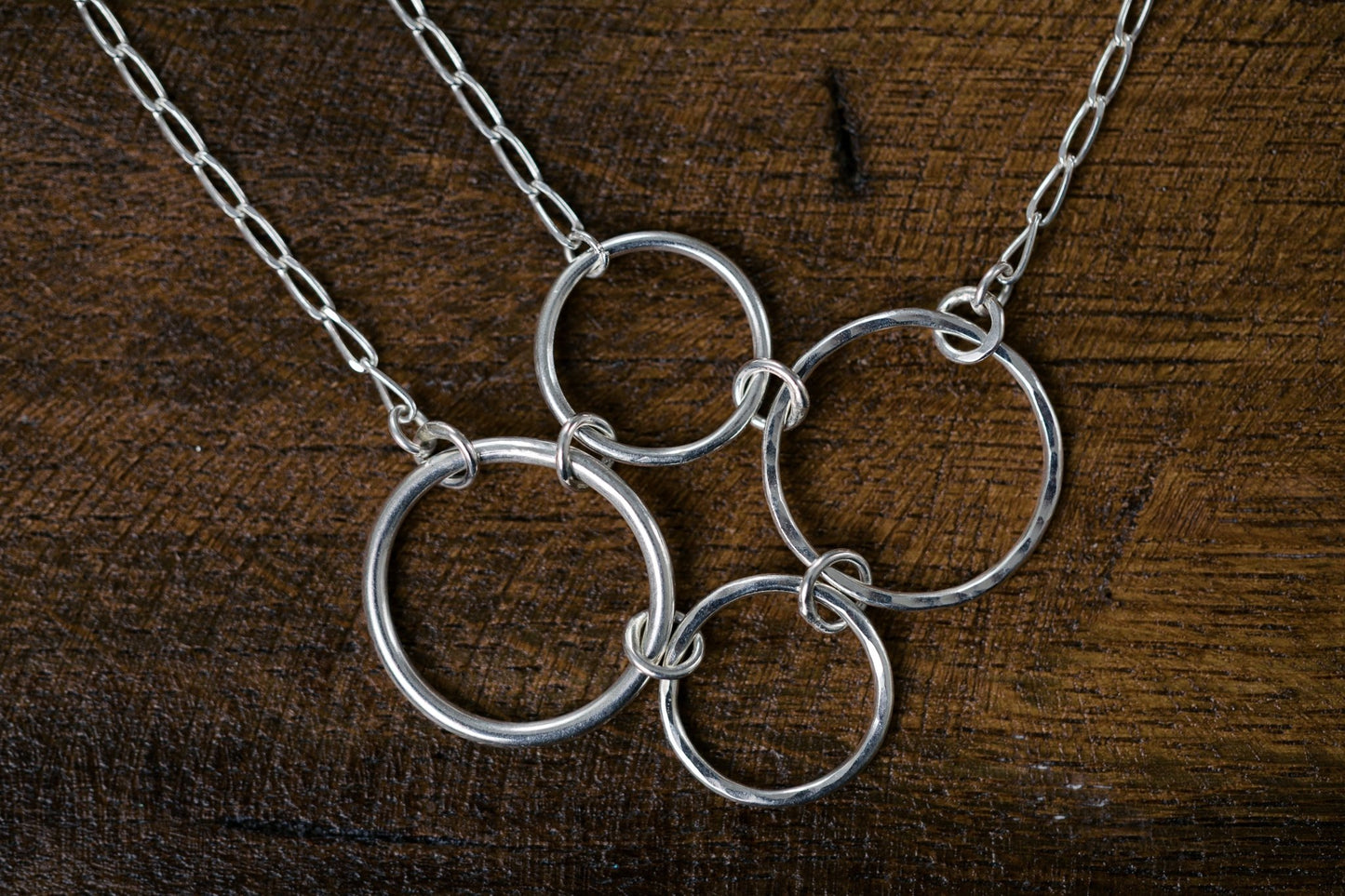 The FAMILY of 4 silver circle on chain - A 4 tagú kör CSALÁD ezüst láncon - Reka Kanyasi Jewellery