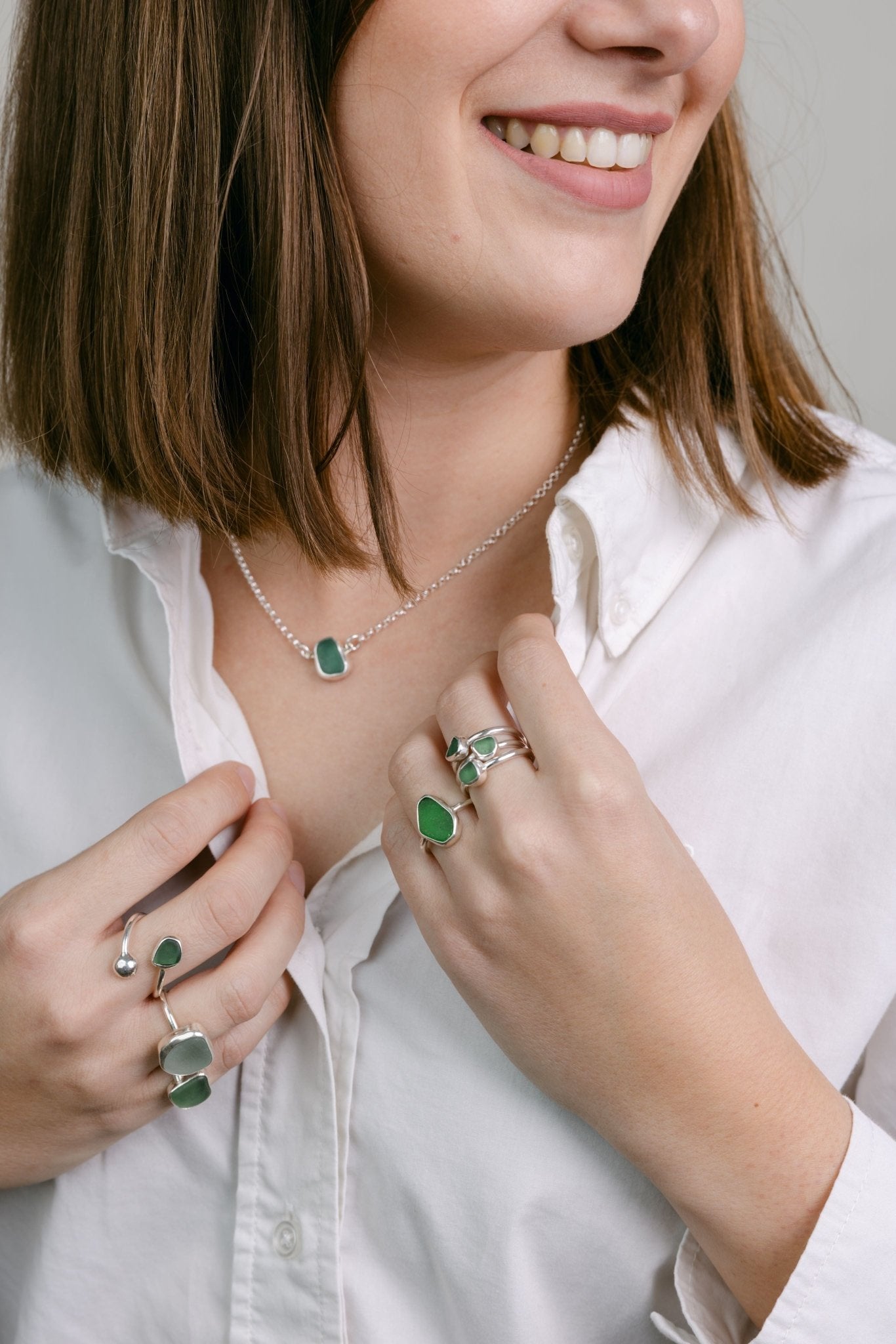 Silver with sea glass - Ezüst tengeri üveggel - Reka Kanyasi Jewellery