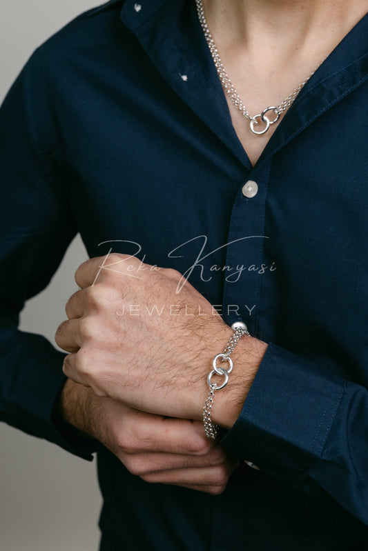 Bond ezüst karkötő férfiaknak - Reka Kanyasi Jewellery