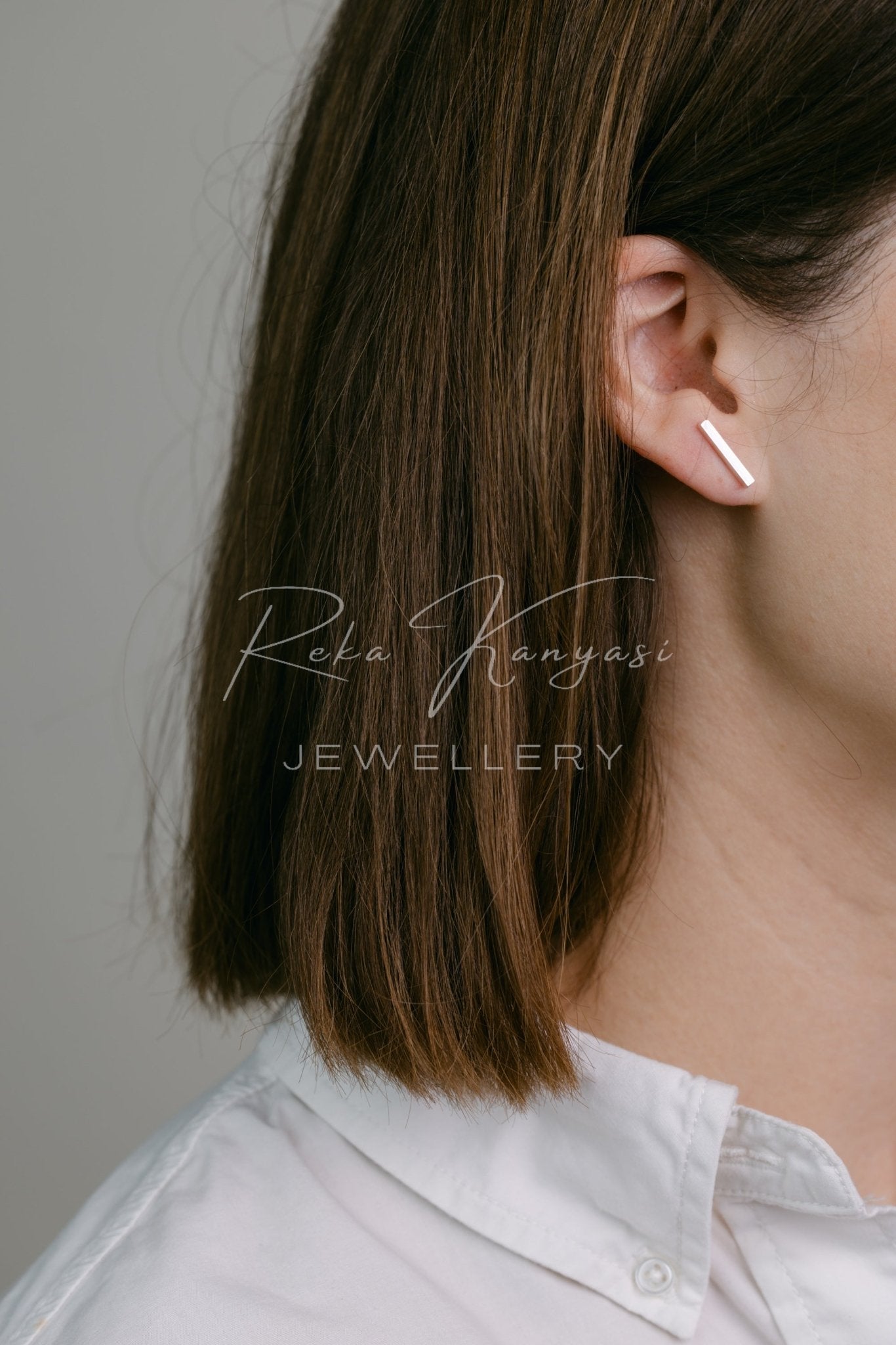 Ezüst csík fülbevaló - Reka Kanyasi Jewellery