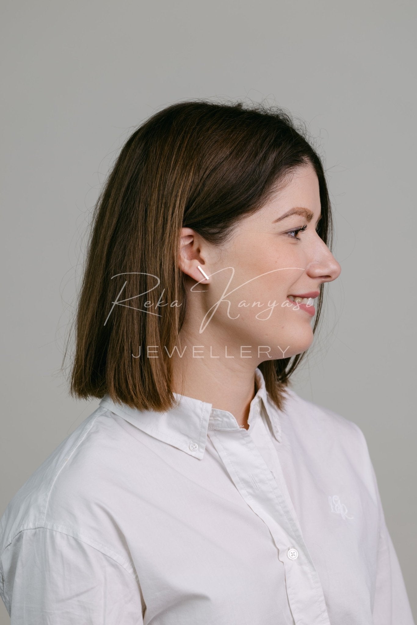 Ezüst csík fülbevaló - Reka Kanyasi Jewellery
