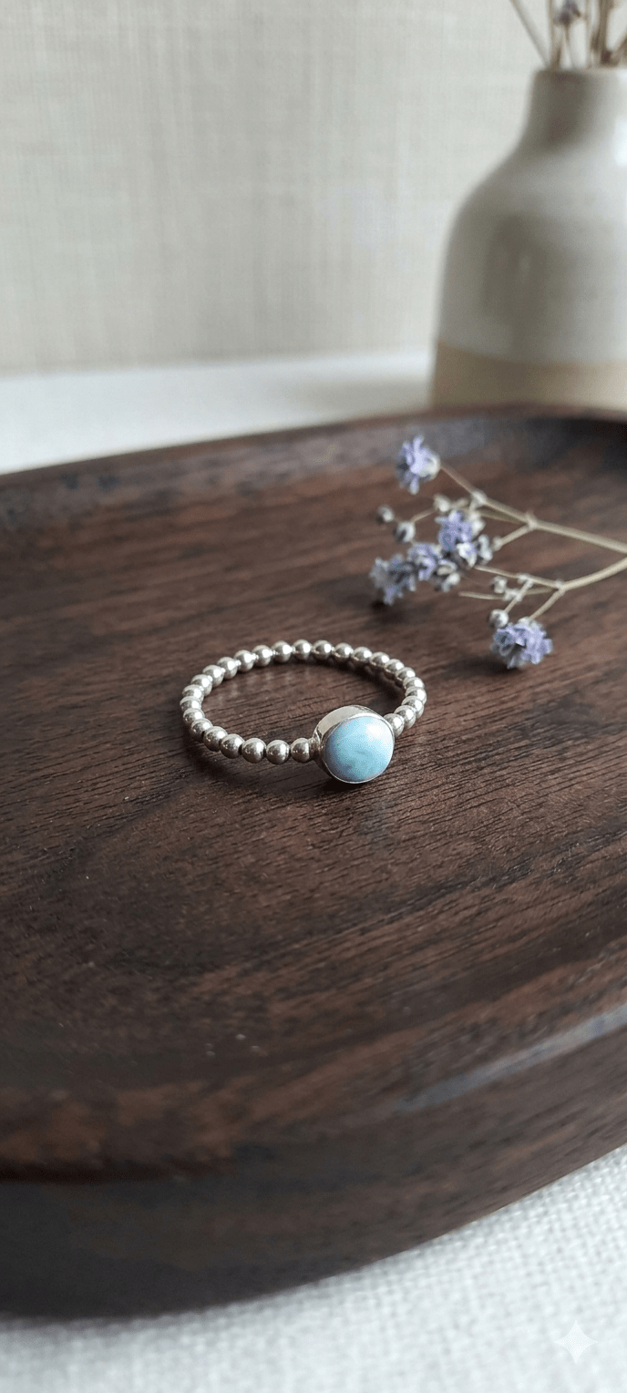 Ezüst gyűrű larimarral - Reka Kanyasi Jewellery