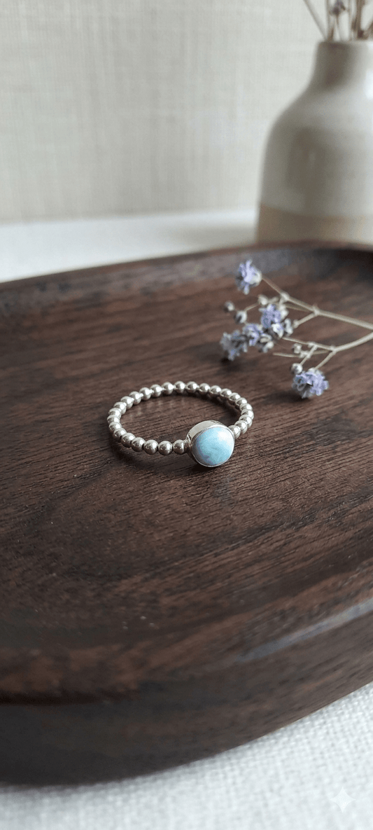 Ezüst gyűrű larimarral - Reka Kanyasi Jewellery