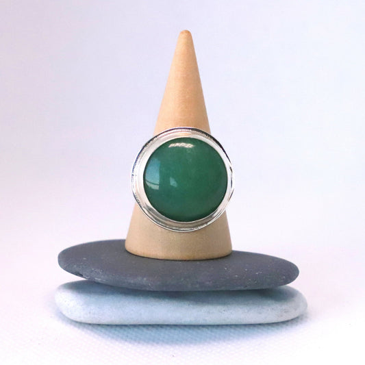 Mandalay Green Jade sterling silver Ring - Mandalay Zöld jádeköves ásványgyűrű - Reka Kanyasi Jewellery