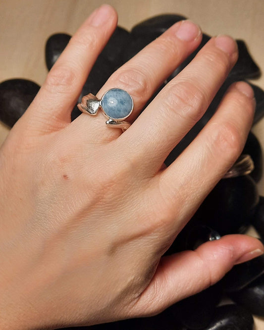 Mitsuro hikime ezüst gyűrű akvamarinnal - Reka Kanyasi Jewellery