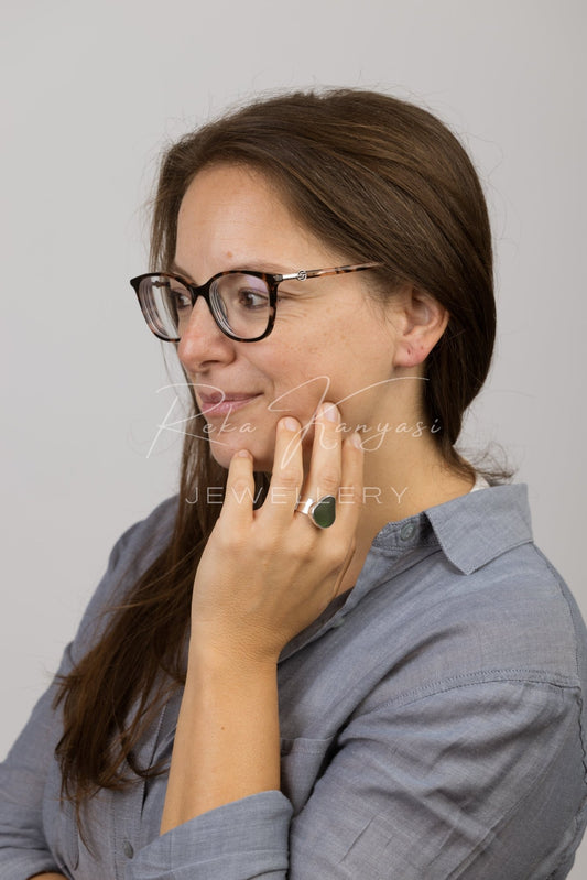 Tengeri üveg gyűrű - Reka Kanyasi Jewellery